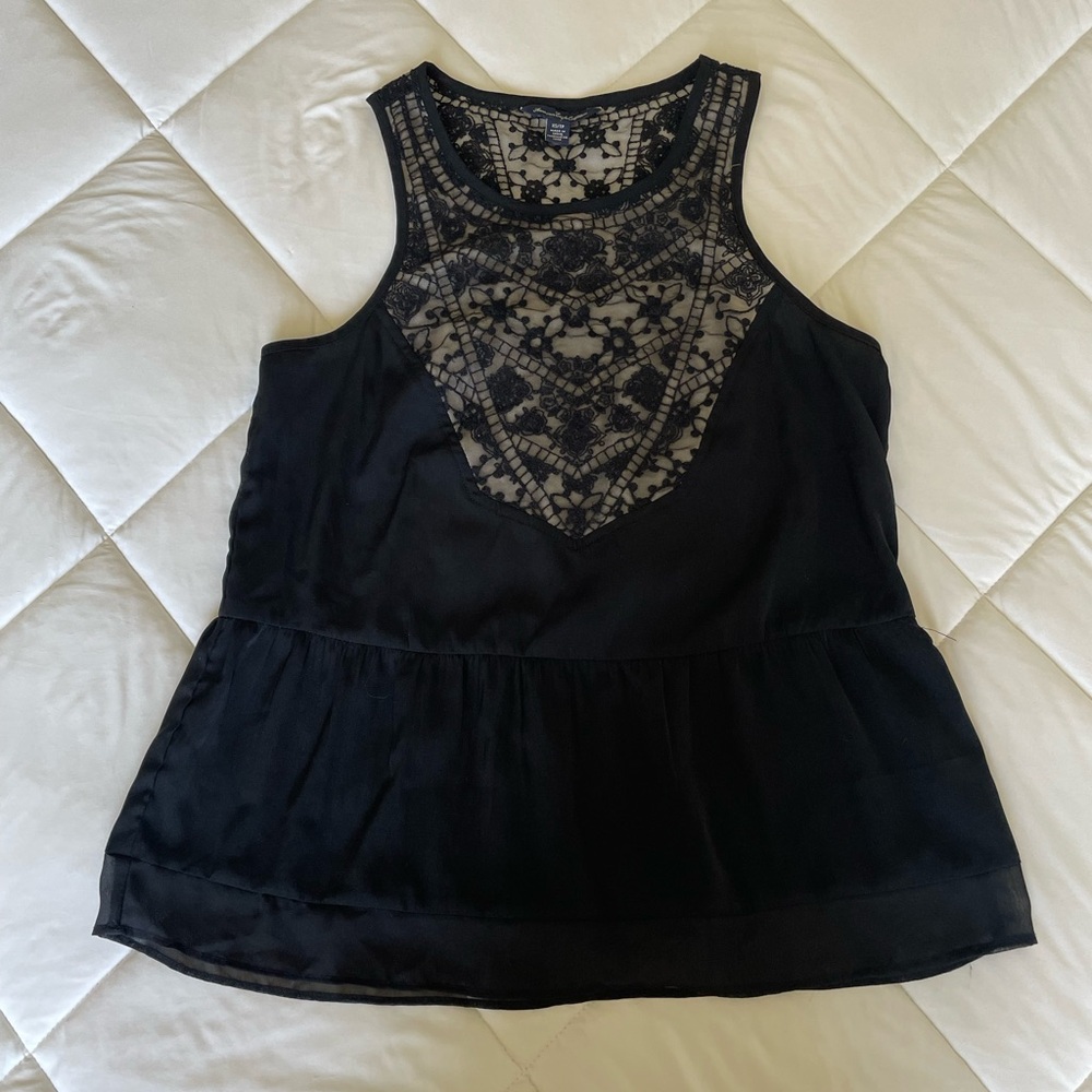 Elegant Black Lace Women's Top